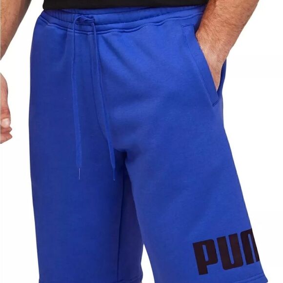 Puma Men's Big Fleece Logo 10in Shorts Royal Sapphire/Blk/Wht-Short - Picture 7 of 13
